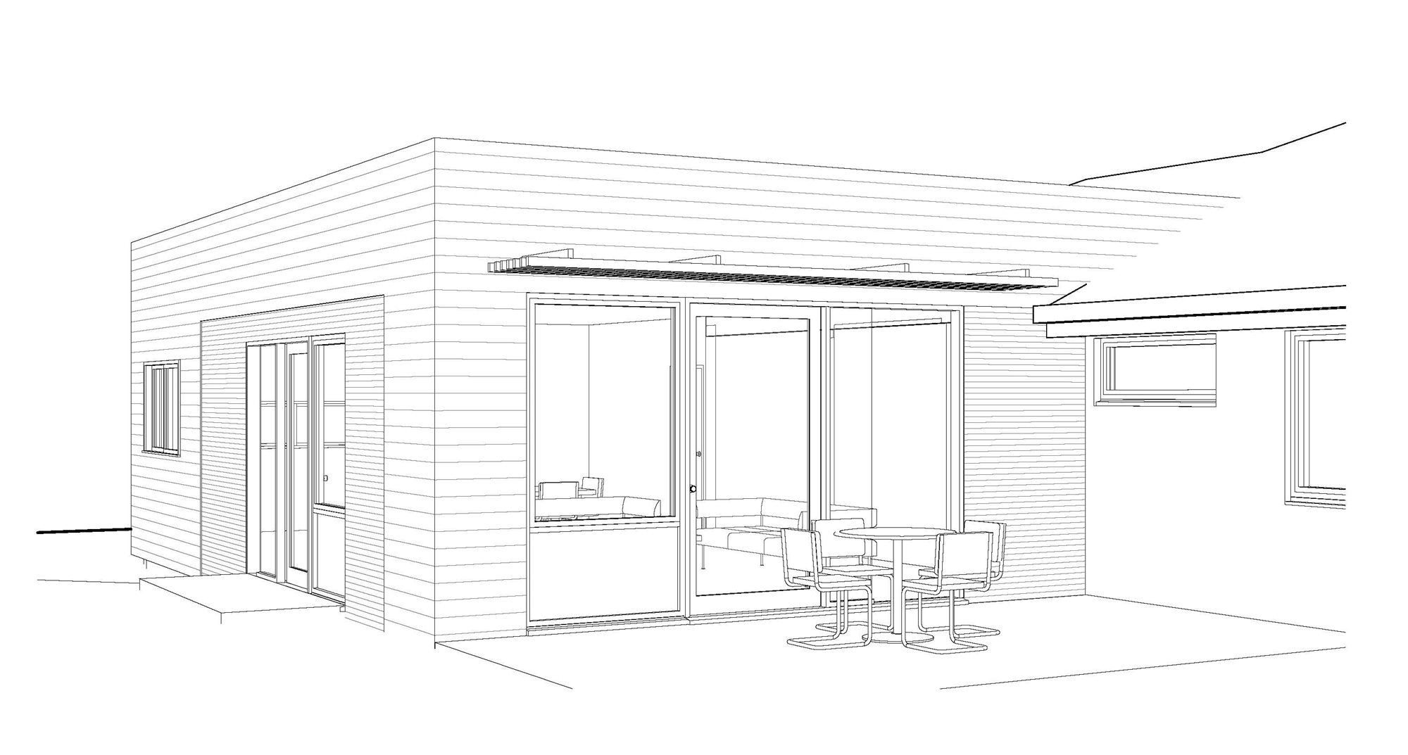 The model from the opposite corner, showing the glazed rear wall